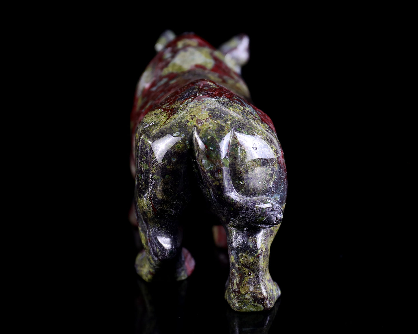 5.9" Dragon Blood Jasper Hand Carved Crystal Rhinoceros Sculpture