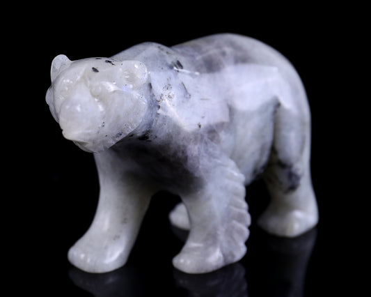 3.9" Labradorite Hand Carved Crystal Polar Bear Sculpture