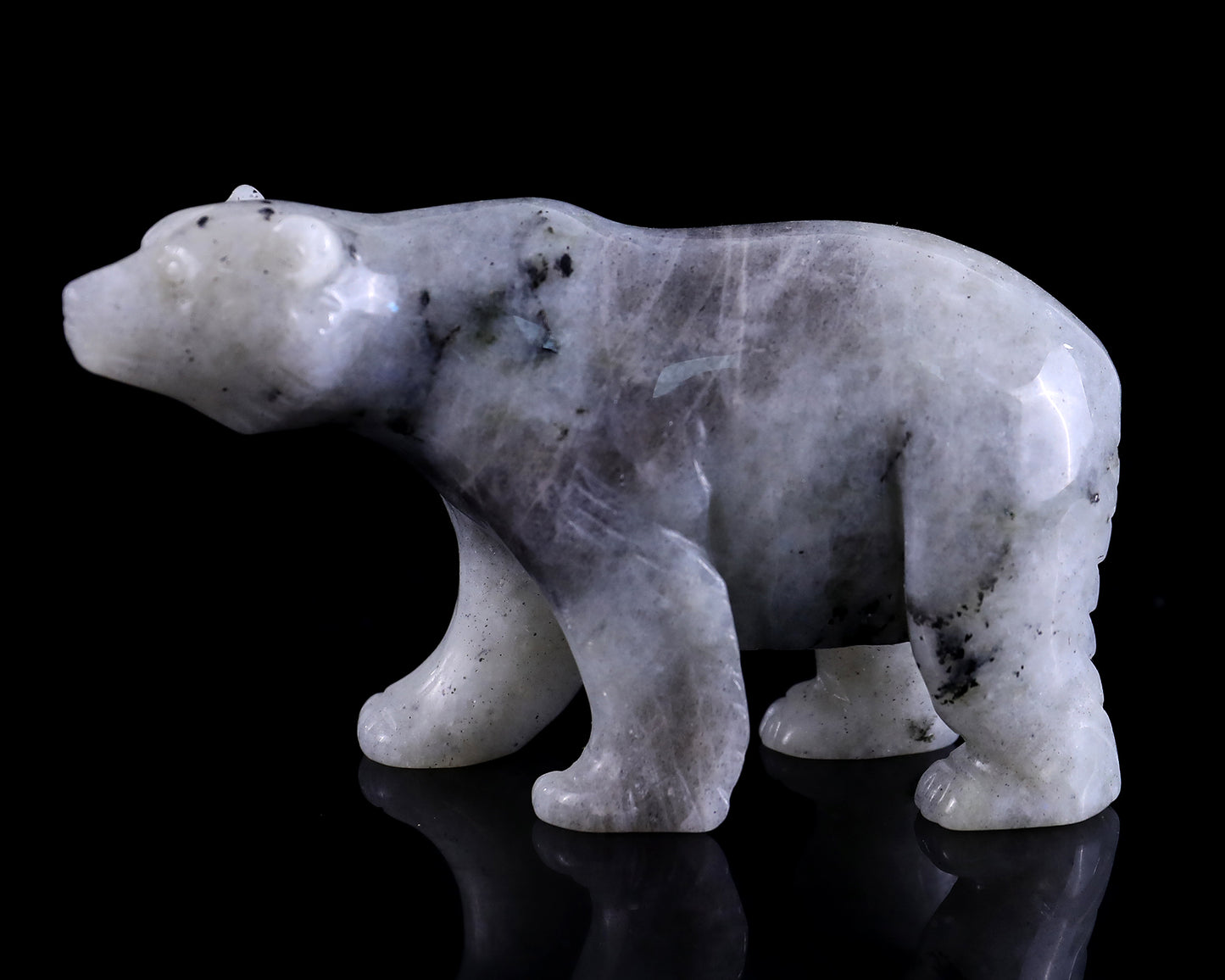 3.9" Labradorite Hand Carved Crystal Polar Bear Sculpture