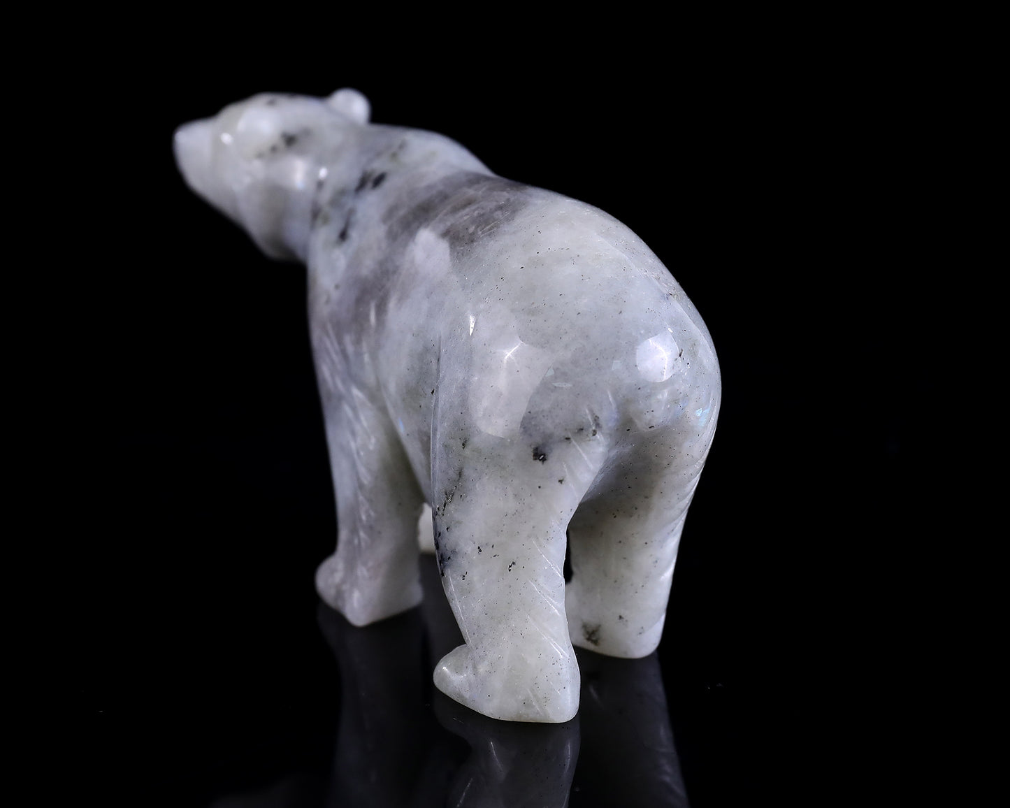 3.9" Labradorite Hand Carved Crystal Polar Bear Sculpture