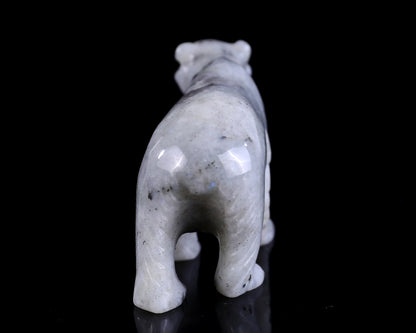 3.9" Labradorite Hand Carved Crystal Polar Bear Sculpture