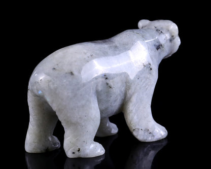 3.9" Labradorite Hand Carved Crystal Polar Bear Sculpture