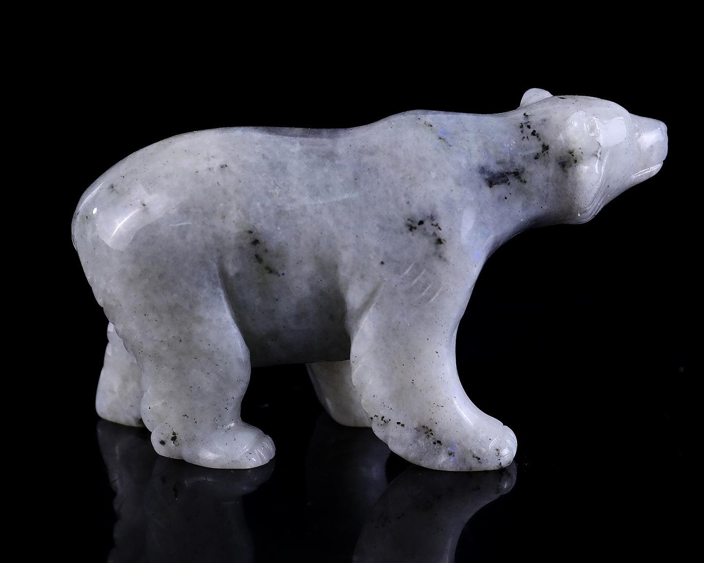 3.9" Labradorite Hand Carved Crystal Polar Bear Sculpture