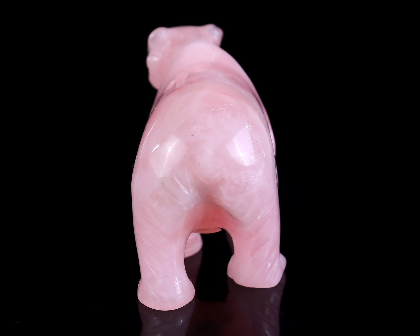 3.9" Rose Quartz Hand Carved Crystal Polar Bear Sculpture