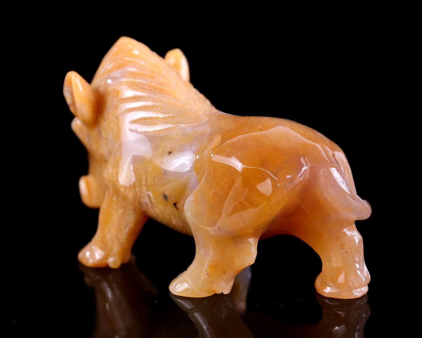 4.3" Chalcedony Hand Carved Crystal Wild Boar Sculpture