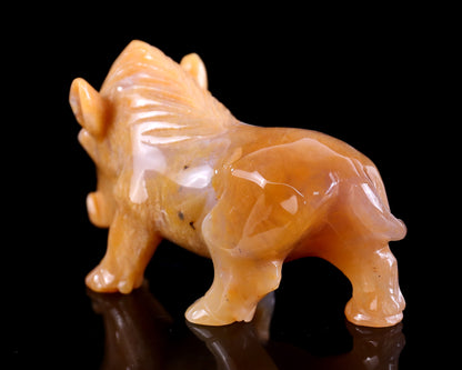 4.3" Chalcedony Hand Carved Crystal Wild Boar Sculpture