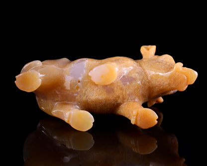 4.3" Chalcedony Hand Carved Crystal Wild Boar Sculpture