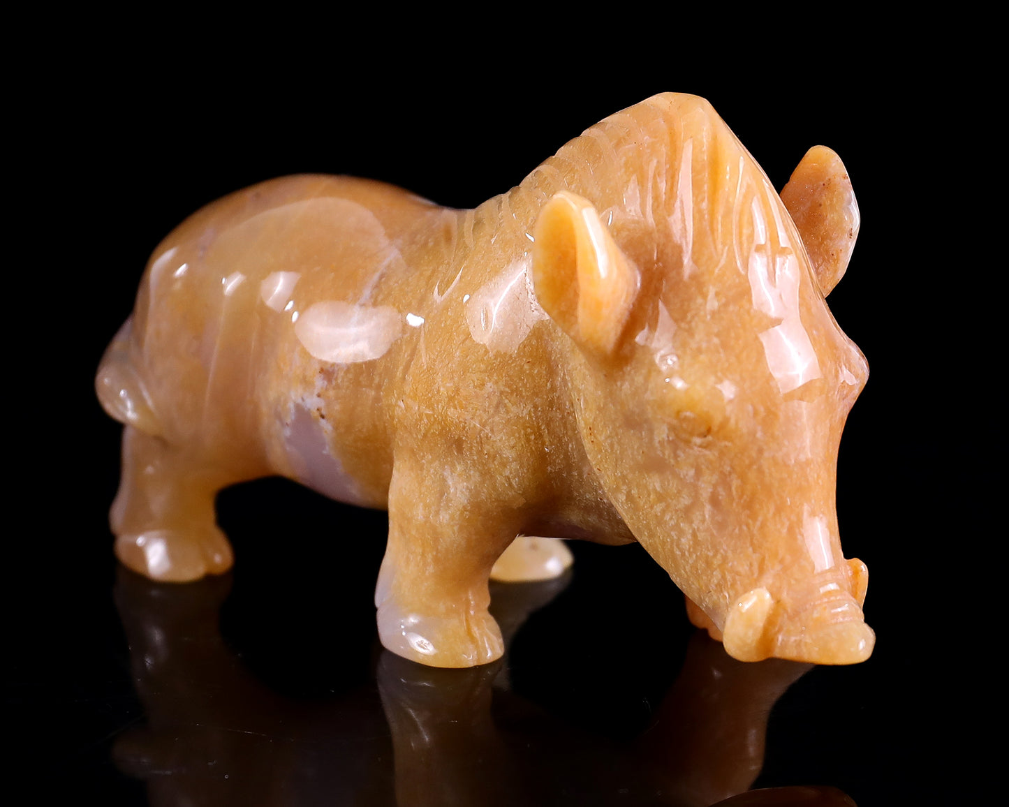 4.3" Chalcedony Hand Carved Crystal Wild Boar Sculpture