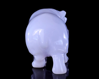 3.9" Blue Chalcedony Hand Carved Crystal Hippo Sculpture