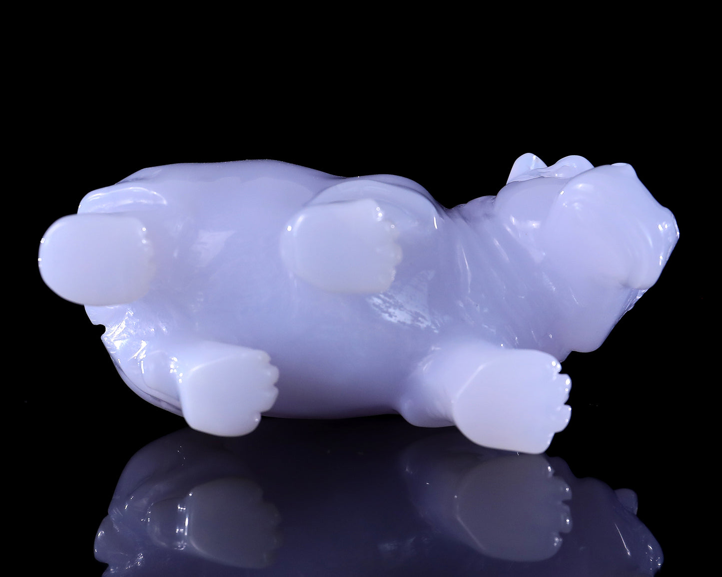 3.9" Blue Chalcedony Hand Carved Crystal Hippo Sculpture