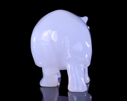 3.9" Blue Chalcedony Hand Carved Crystal Hippo Sculpture