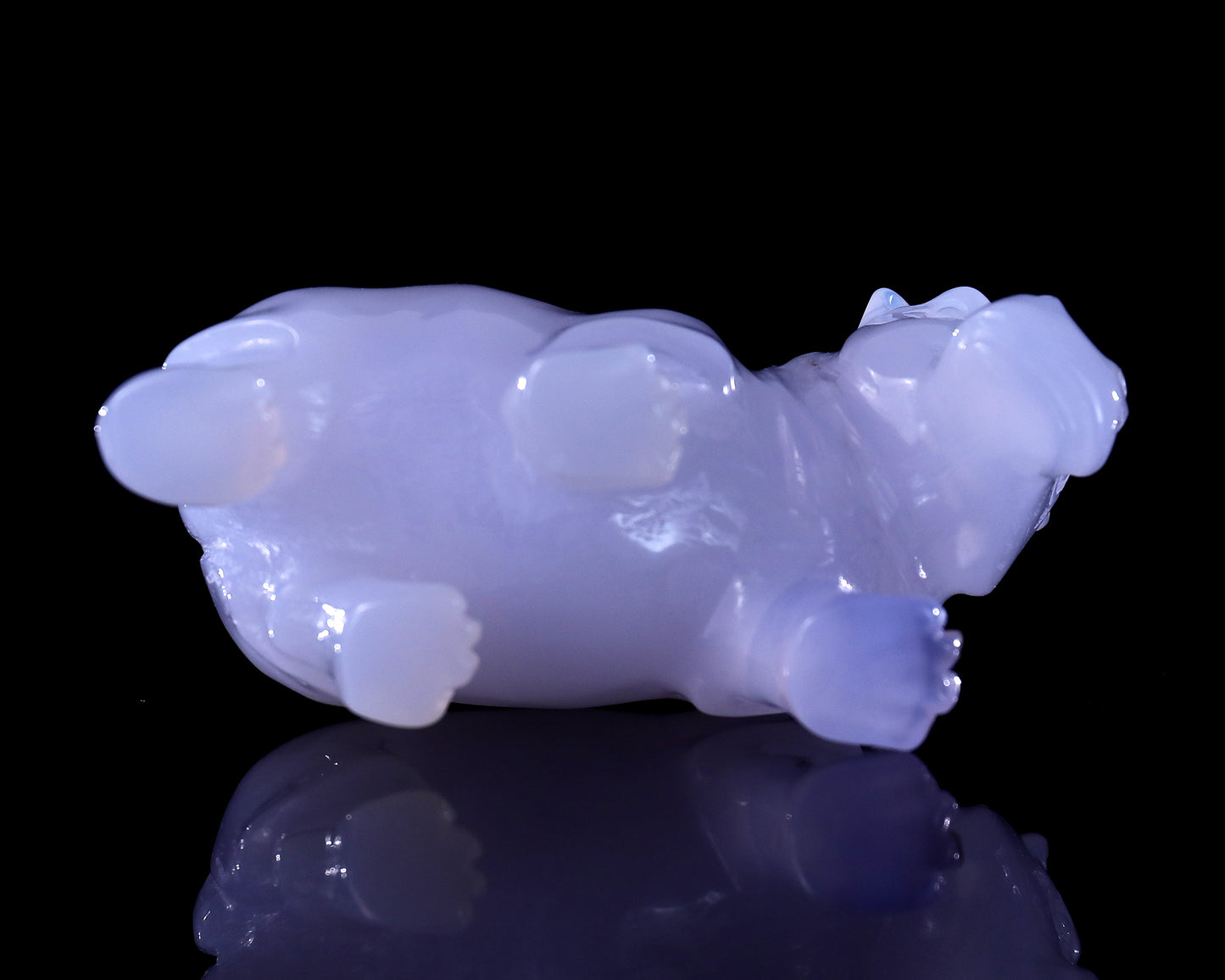 3.9" Blue Chalcedony Hand Carved Crystal Hippo Sculpture