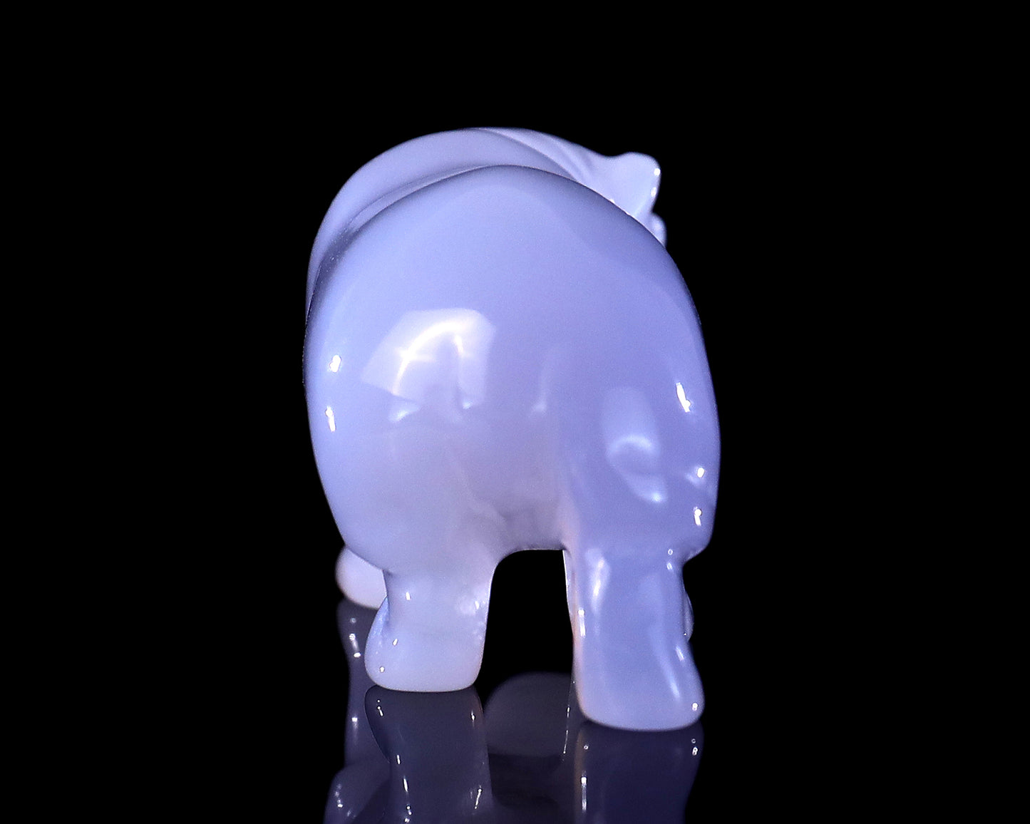 2.2" Blue Chalcedony Hand Carved Crystal Hippo Sculpture