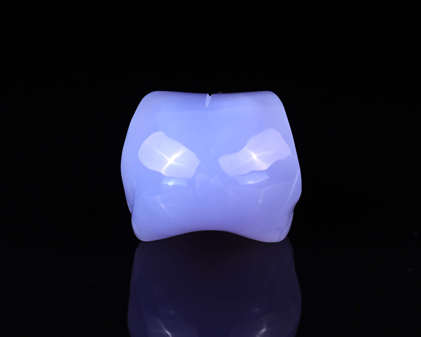 5.0" Blue Chalcedony Hand Carved Crystal Raven Skull Sculpture Crystallumi