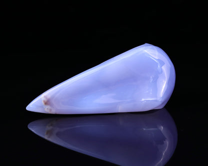 5.0" Blue Chalcedony Hand Carved Crystal Raven Skull Sculpture Crystallumi