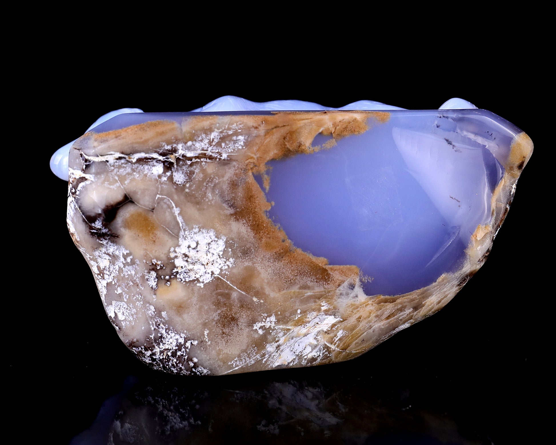 5.0" Blue Chalcedony Hand Carved Crystal Wolves Sculpture Crystallumi