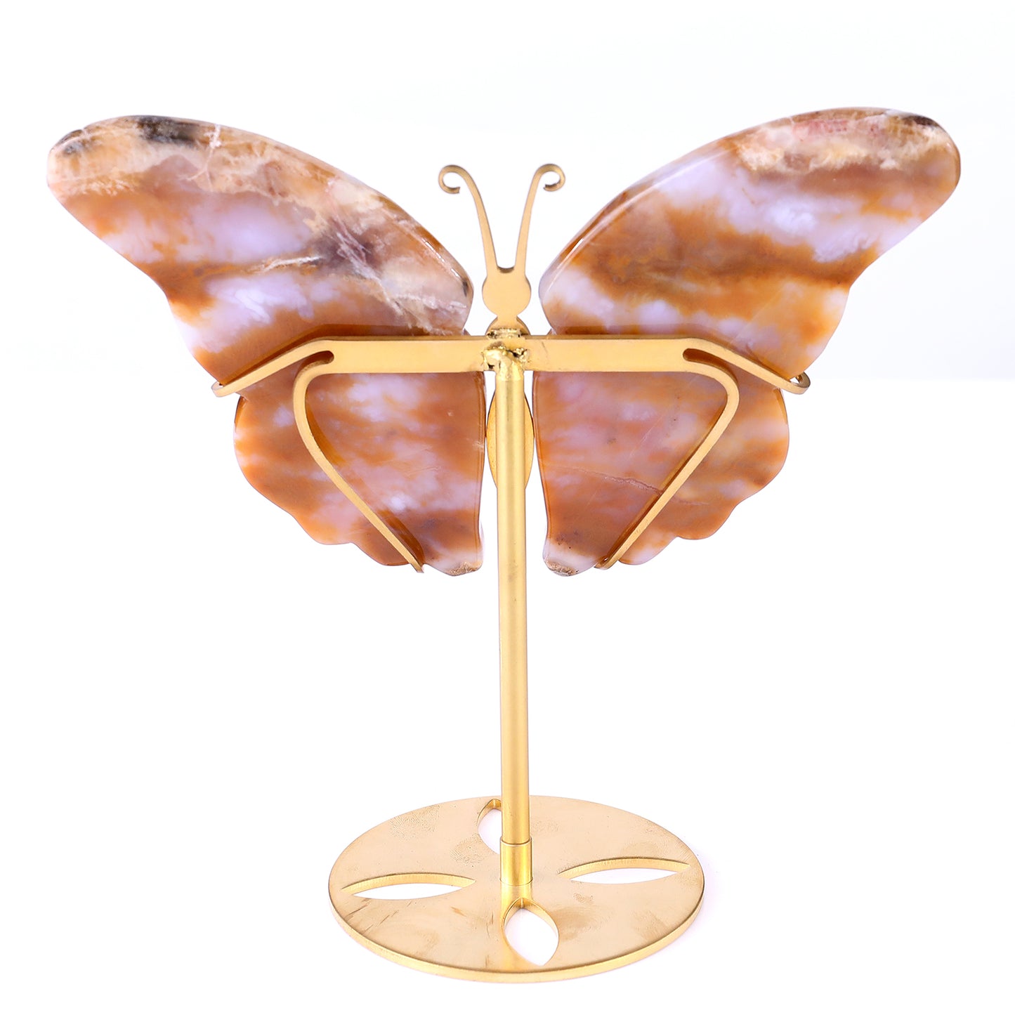 5.0" Chalcedony Hand Carved Crystal Butterfly Wings Sculpture Crystallumi