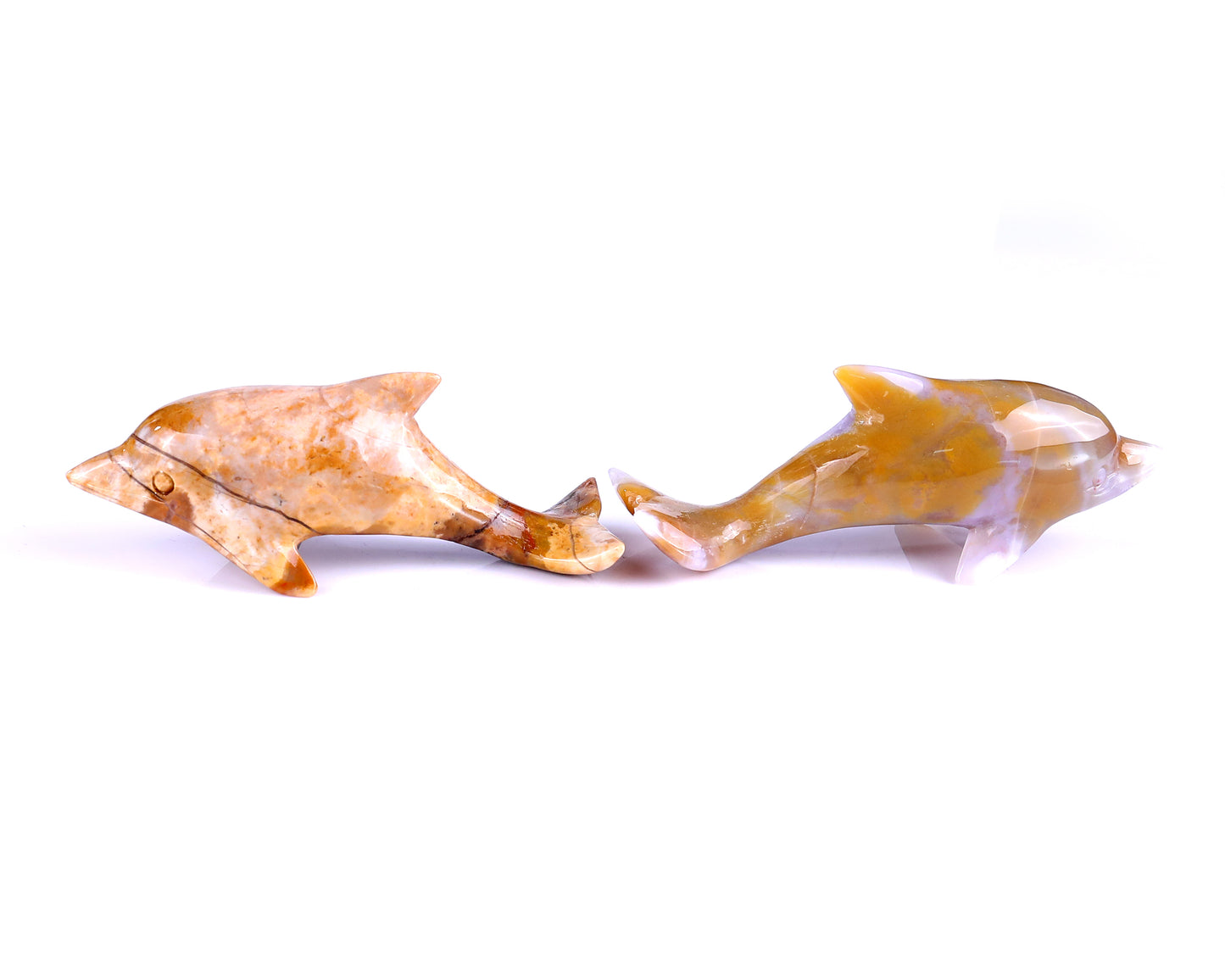 5.0" Chalcedony Hand Carved Crystal Dolphin Sculpture Crystallumi