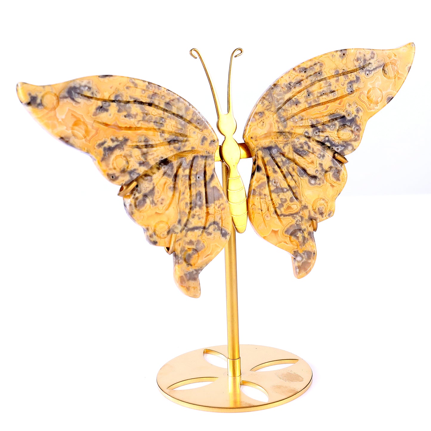 5.0" Crazy Agate Hand Carved Crystal Butterfly Wings Sculpture Crystallumi