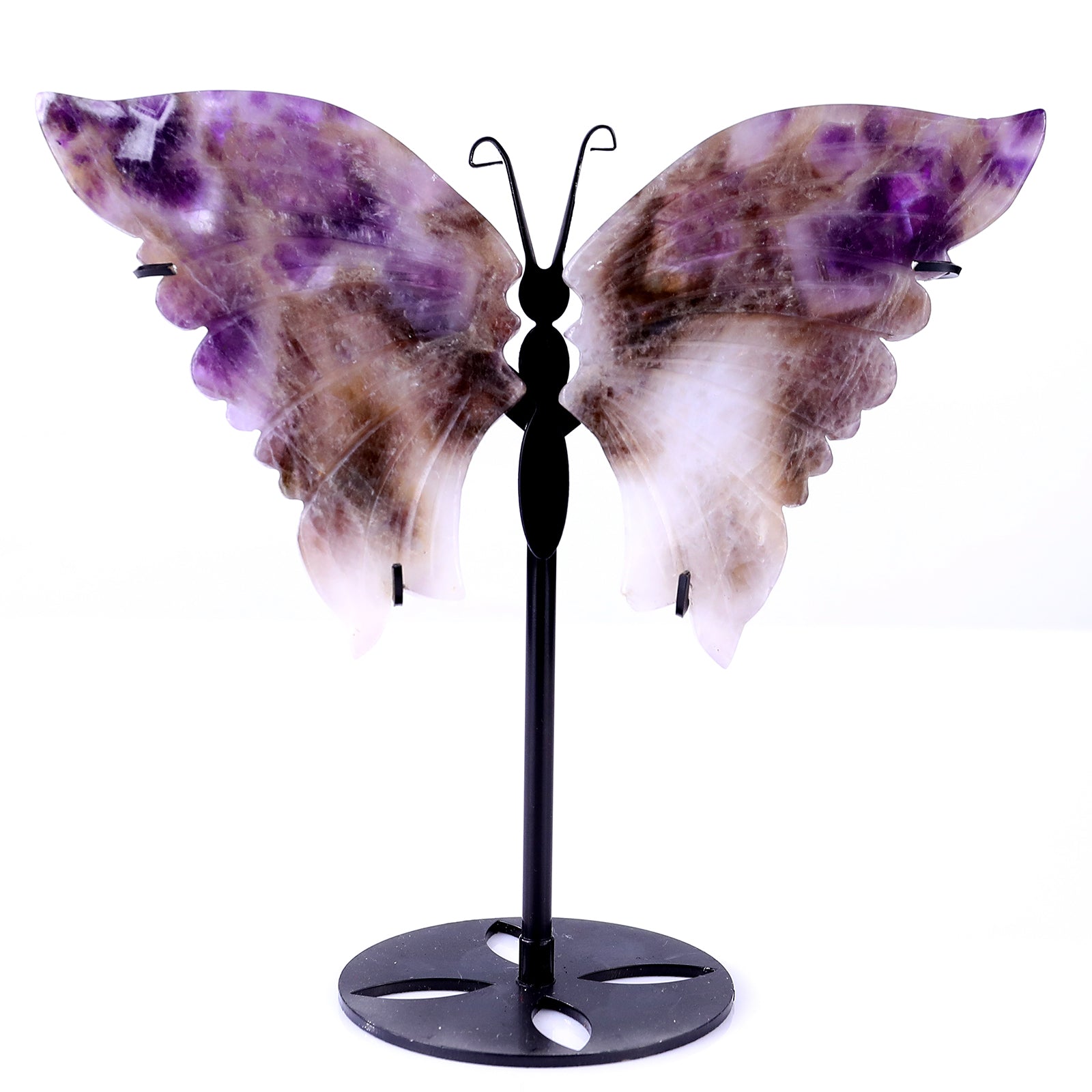 5.0" Dream Amethyst Hand Carved Crystal Butterfly Wings Sculpture Crystallumi