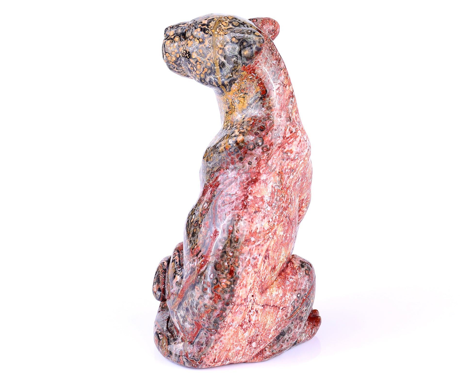 5.0" Leopard Skin Jasper Hand Carved Crystal Leopard Sculpture Crystallumi