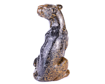 5.0" Leopard Skin Jasper Hand Carved Crystal Leopard Sculpture Crystallumi