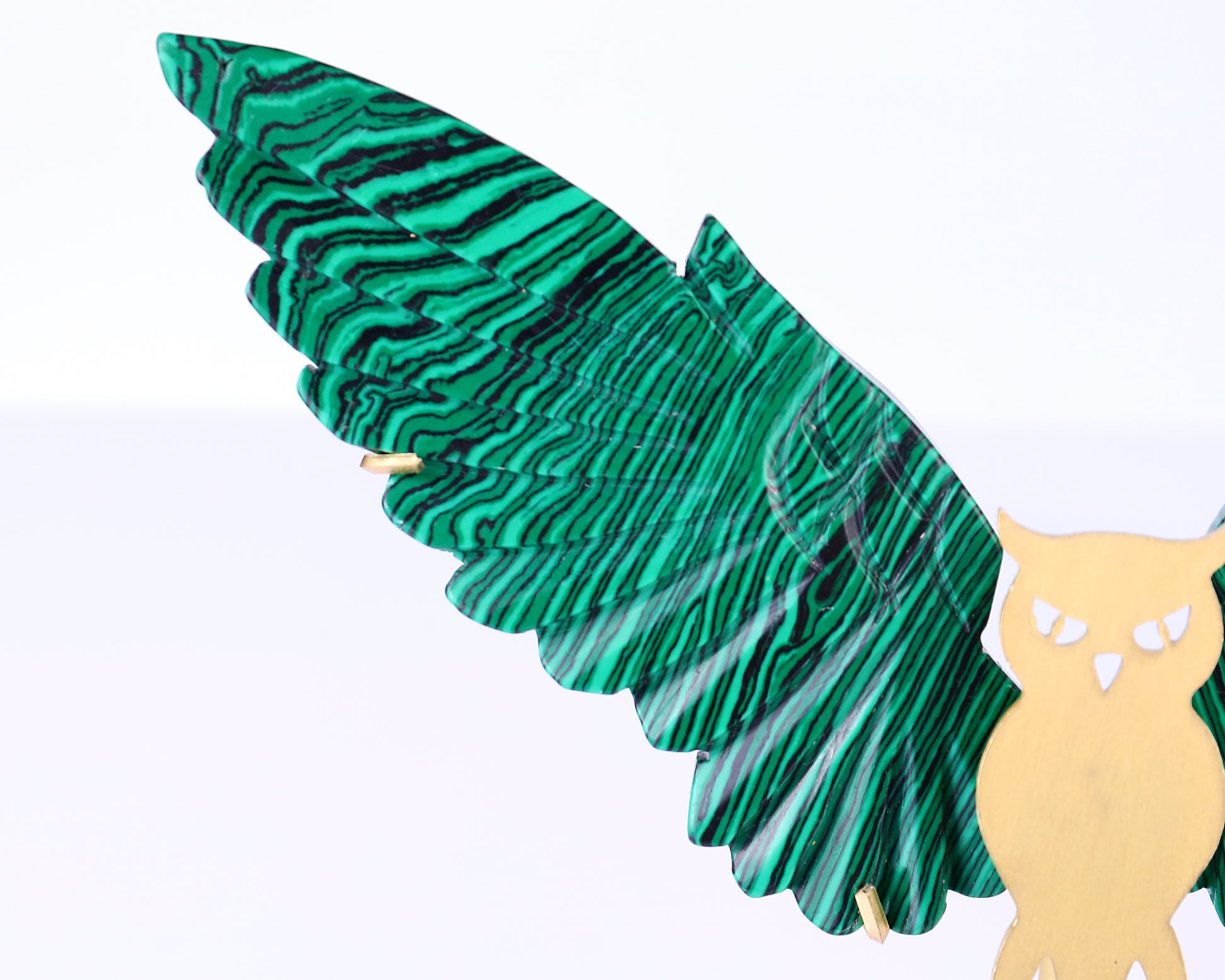 5.0" Malachite Hand Carved Crystal Owl Wings Sculpture Crystallumi