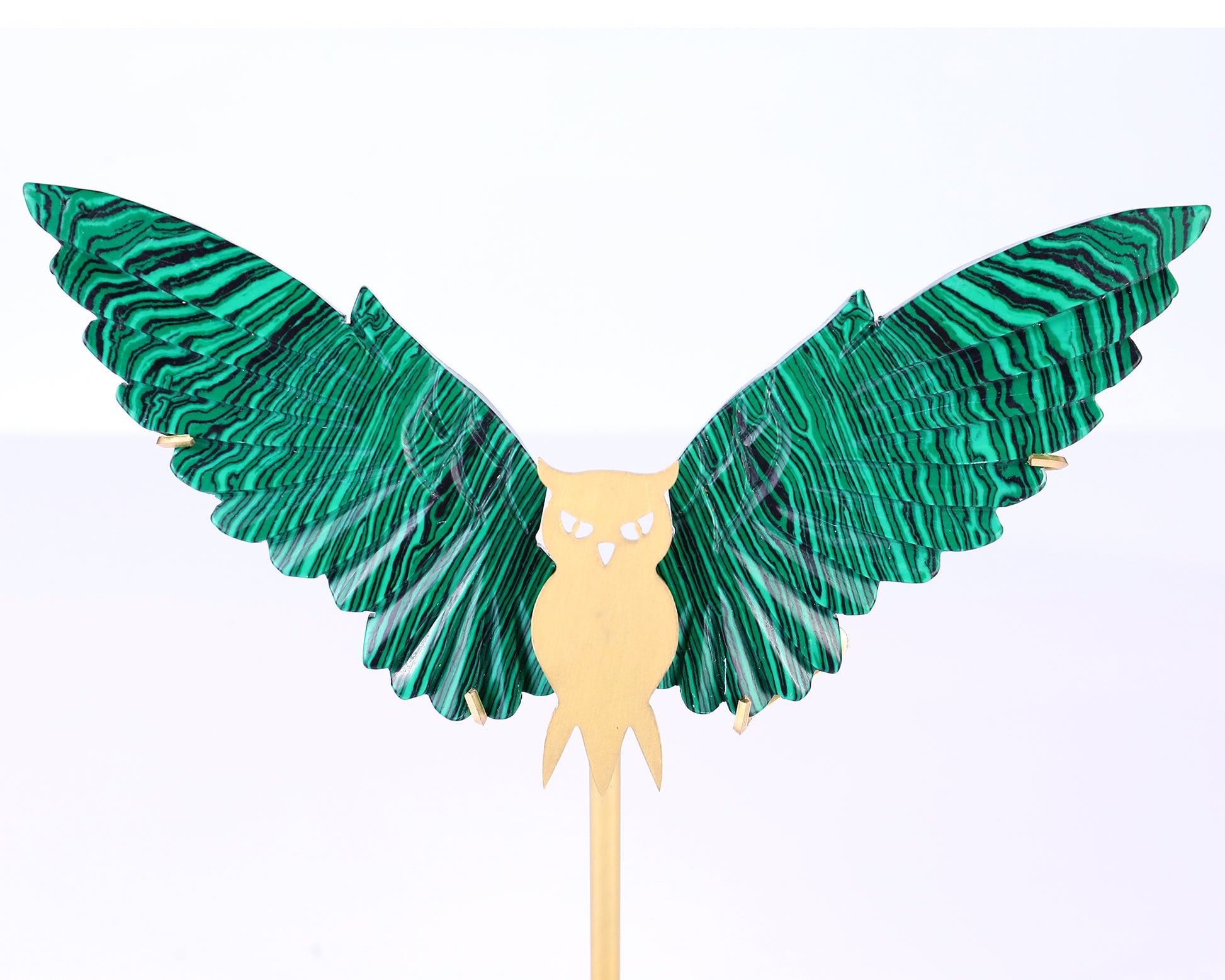 5.0" Malachite Hand Carved Crystal Owl Wings Sculpture Crystallumi