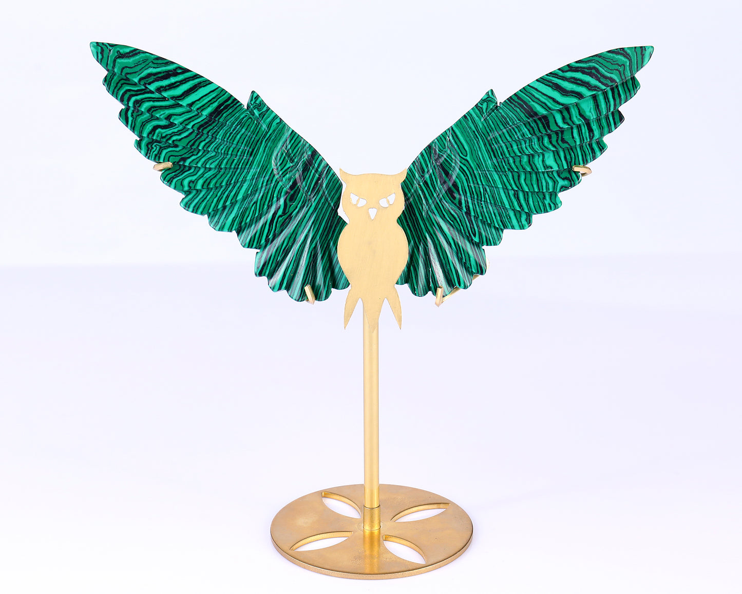 5.0" Malachite Hand Carved Crystal Owl Wings Sculpture Crystallumi