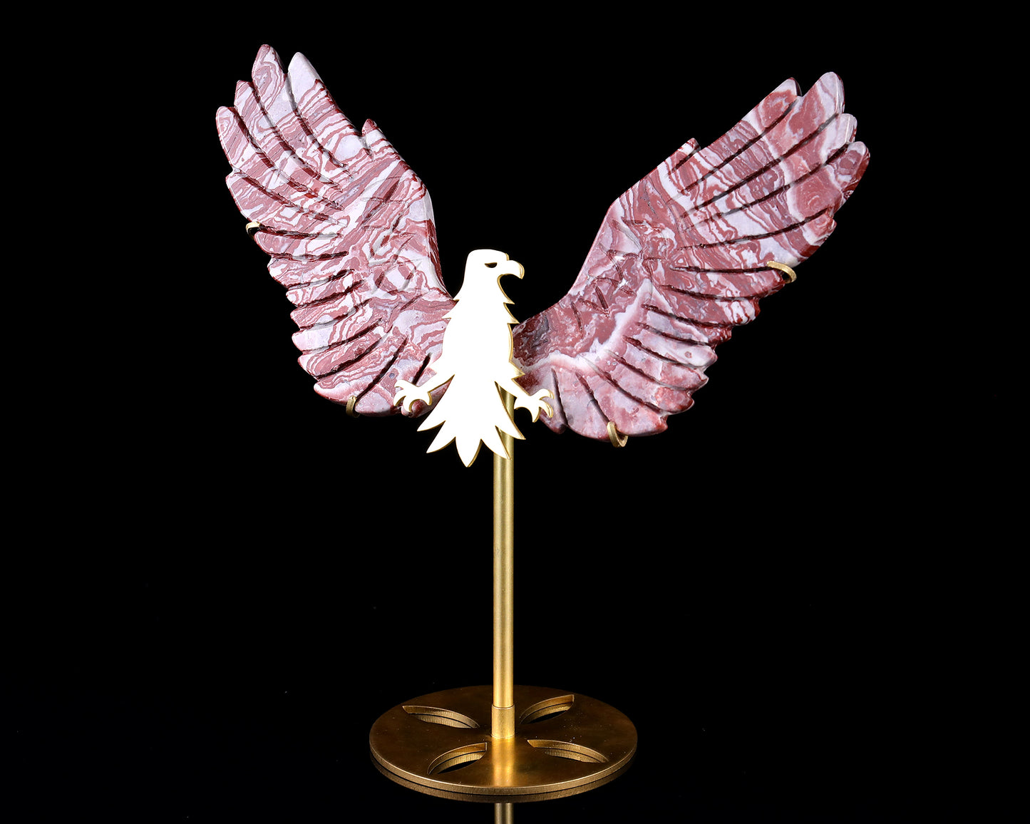 5.0" Rainbow Stone Hand Carved Crystal Eagle Wings Sculpture Crystallumi