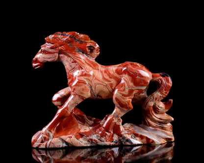 5.0" Red Jasper Hand Carved Crystal Horse Sculpture Crystallumi