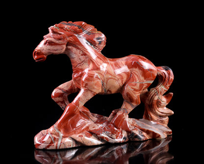 5.0" Red Jasper Hand Carved Crystal Horse Sculpture Crystallumi