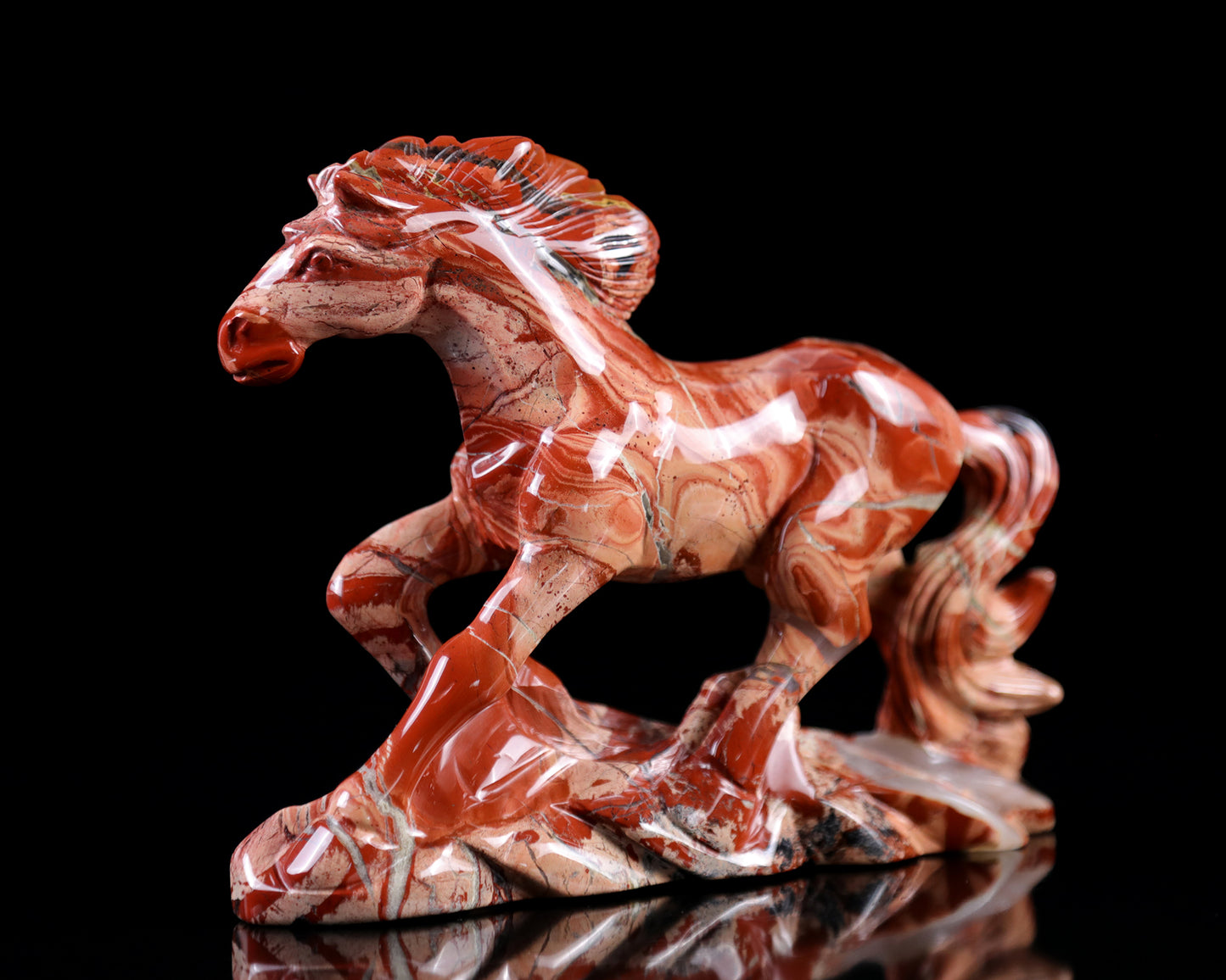 5.0" Red Jasper Hand Carved Crystal Horse Sculpture Crystallumi