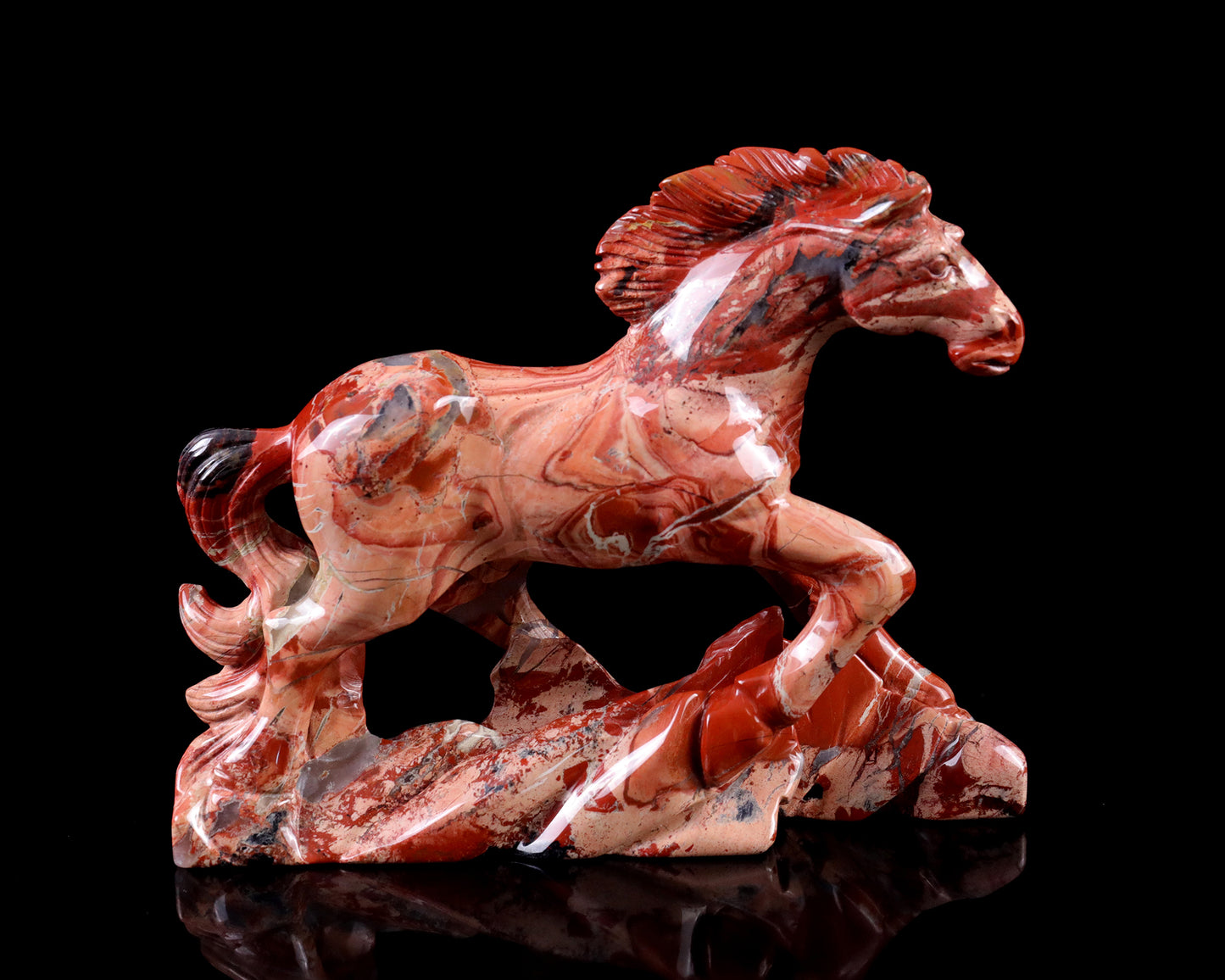 5.0" Red Jasper Hand Carved Crystal Horse Sculpture Crystallumi