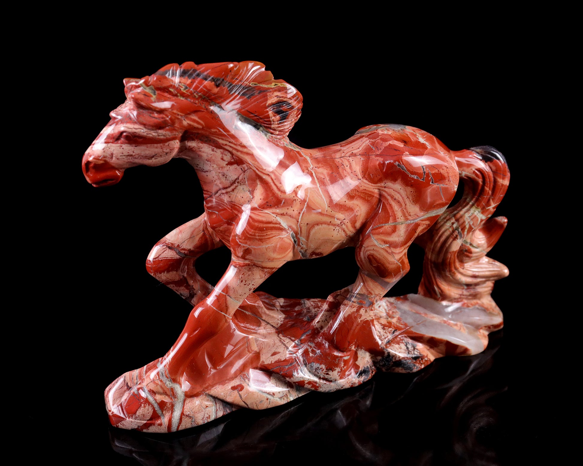 5.0" Red Jasper Hand Carved Crystal Horse Sculpture Crystallumi