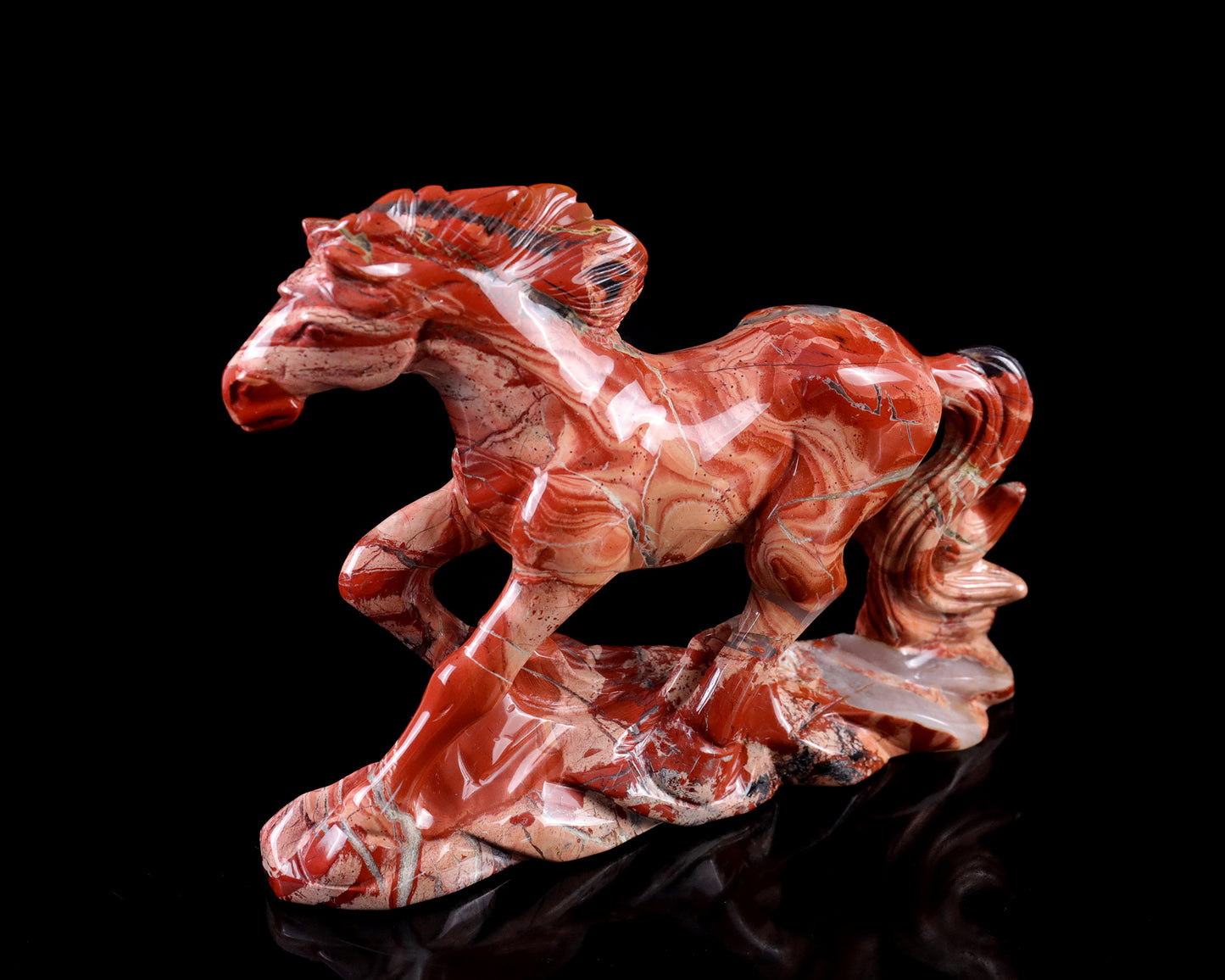 5.0" Red Jasper Hand Carved Crystal Horse Sculpture Crystallumi