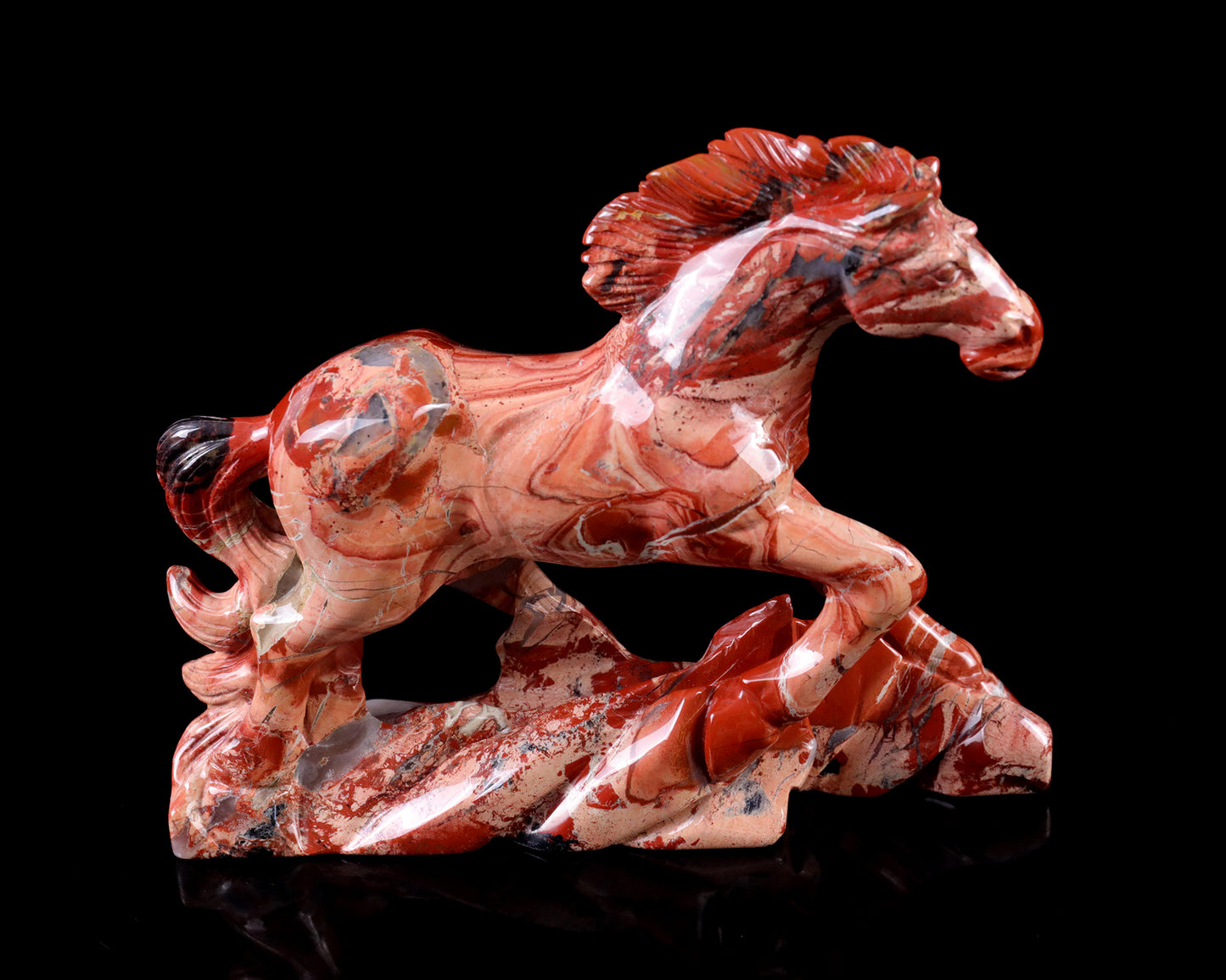 5.0" Red Jasper Hand Carved Crystal Horse Sculpture Crystallumi