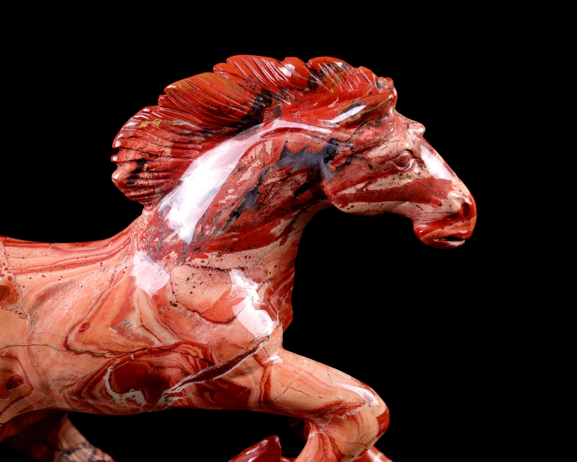 5.0" Red Jasper Hand Carved Crystal Horse Sculpture Crystallumi