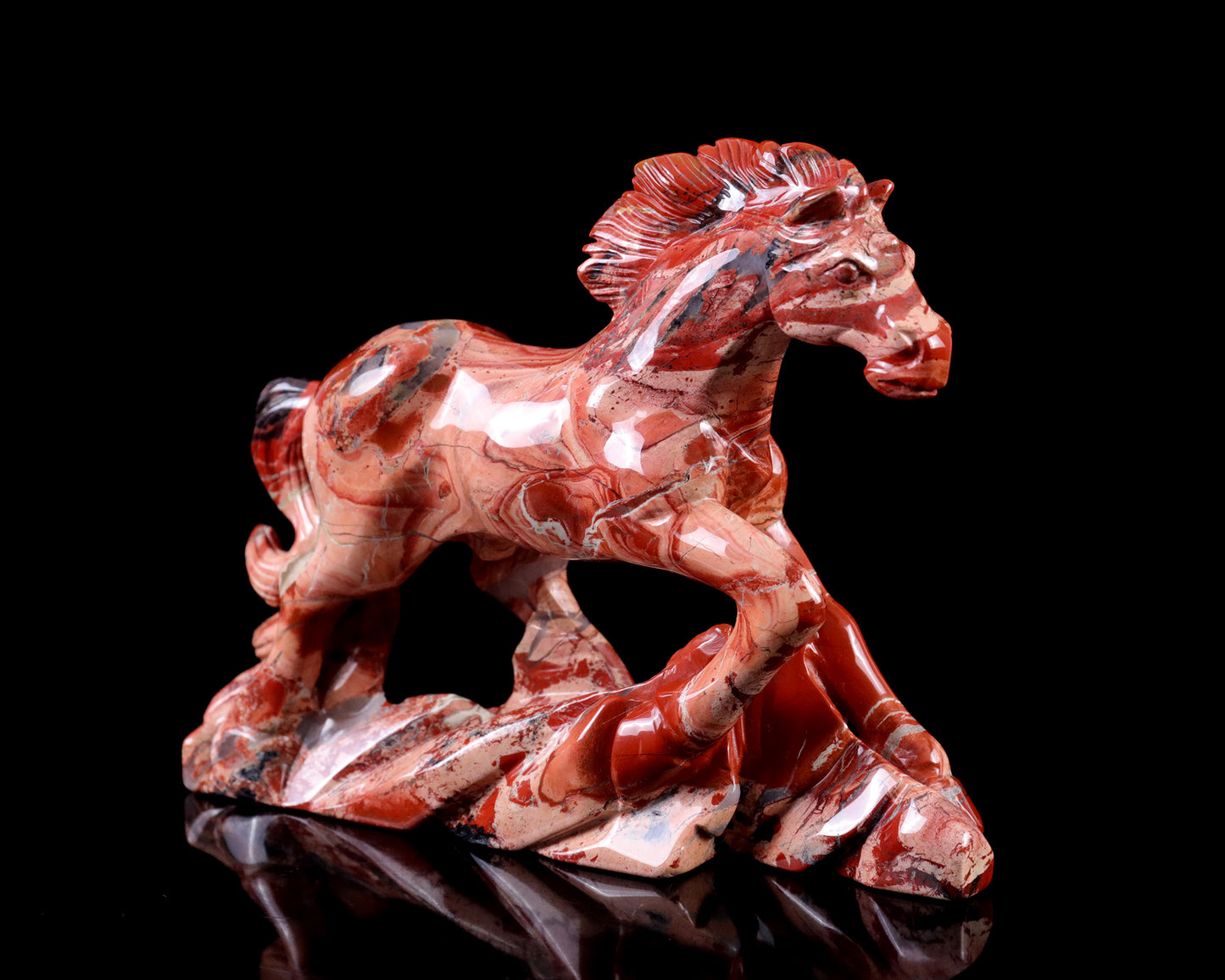 5.0" Red Jasper Hand Carved Crystal Horse Sculpture Crystallumi