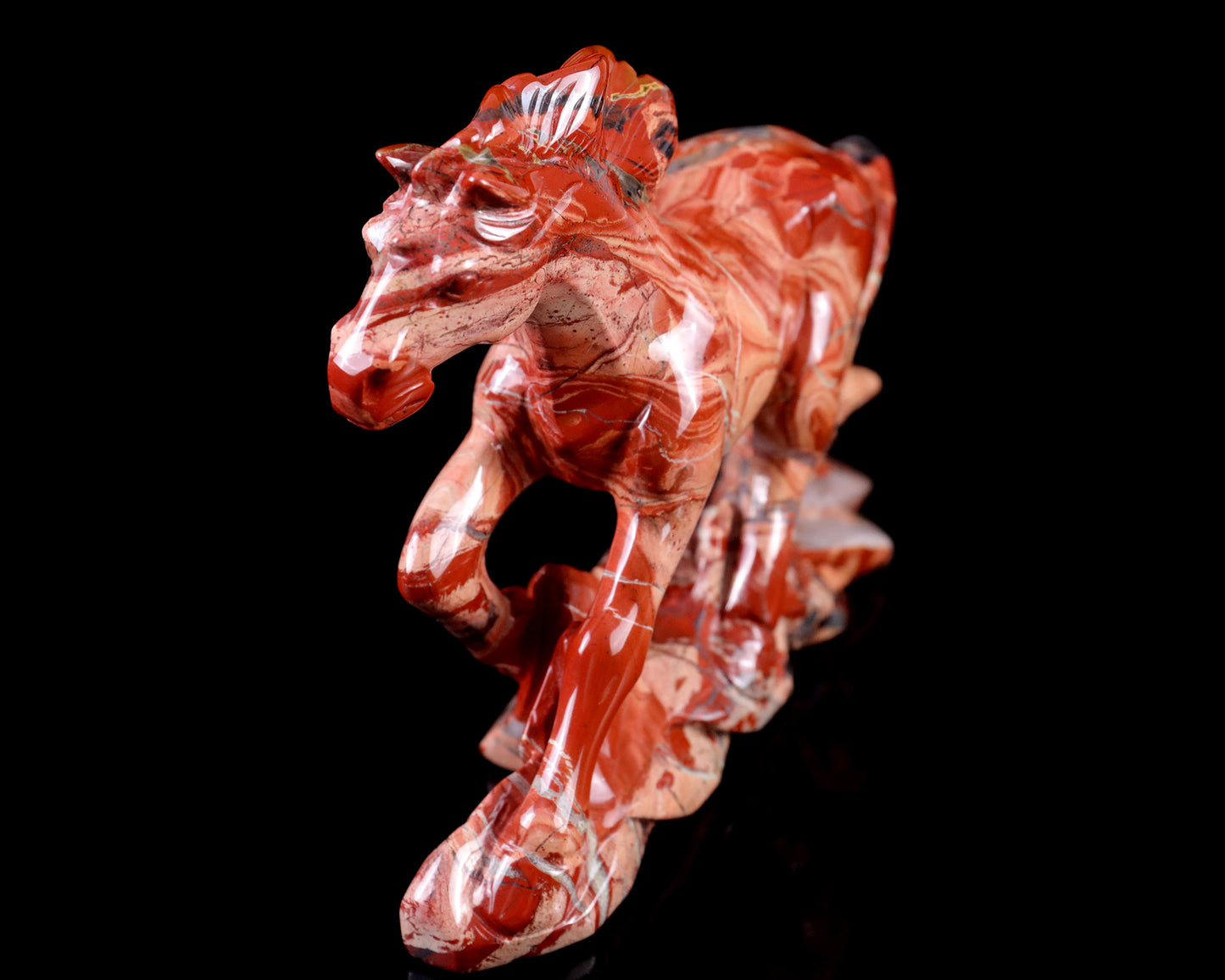 5.0" Red Jasper Hand Carved Crystal Horse Sculpture Crystallumi