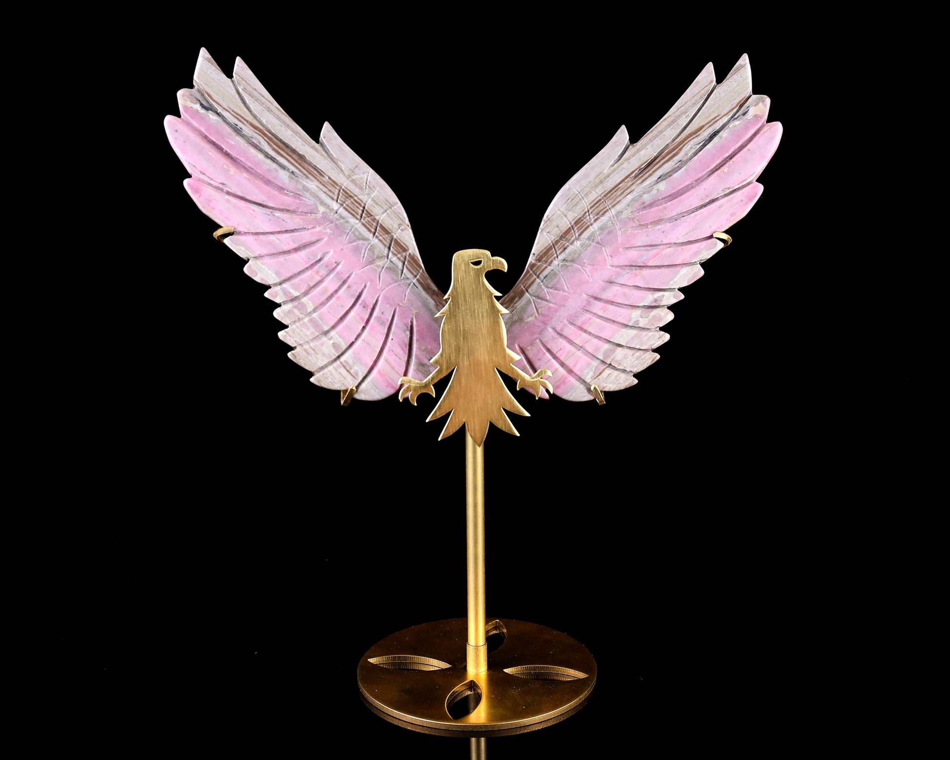 5.0" Rhodonite Hand Carved Crystal Eagle Wings Sculpture Crystallumi