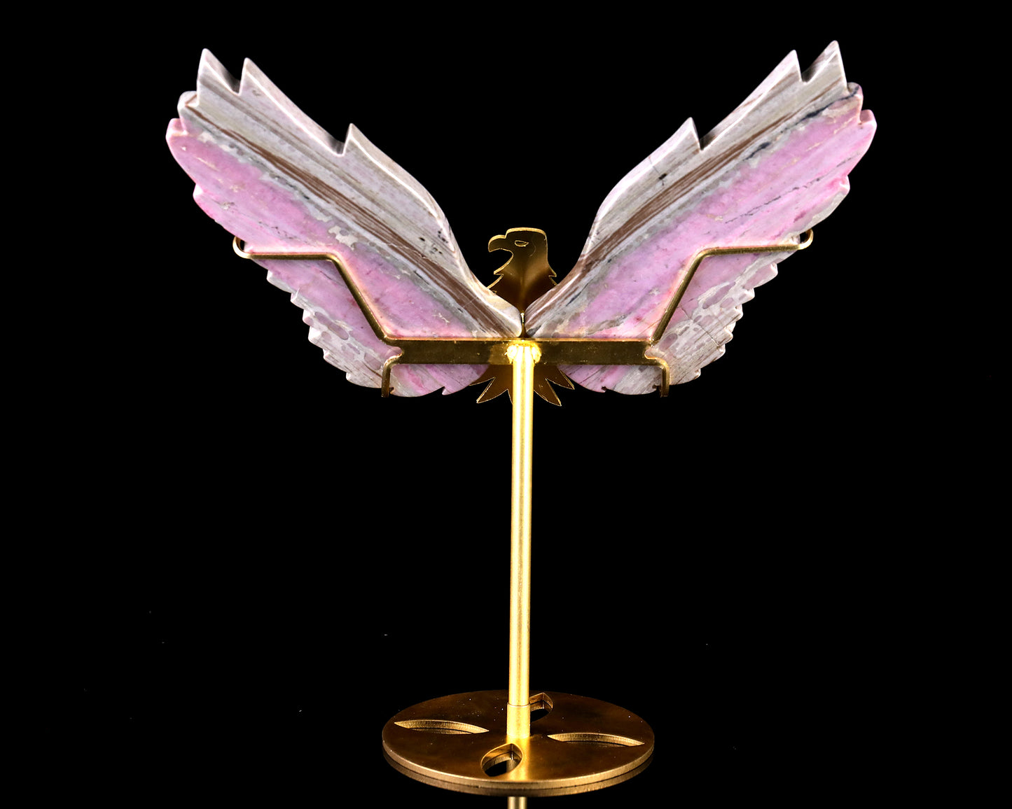 5.0" Rhodonite Hand Carved Crystal Eagle Wings Sculpture Crystallumi