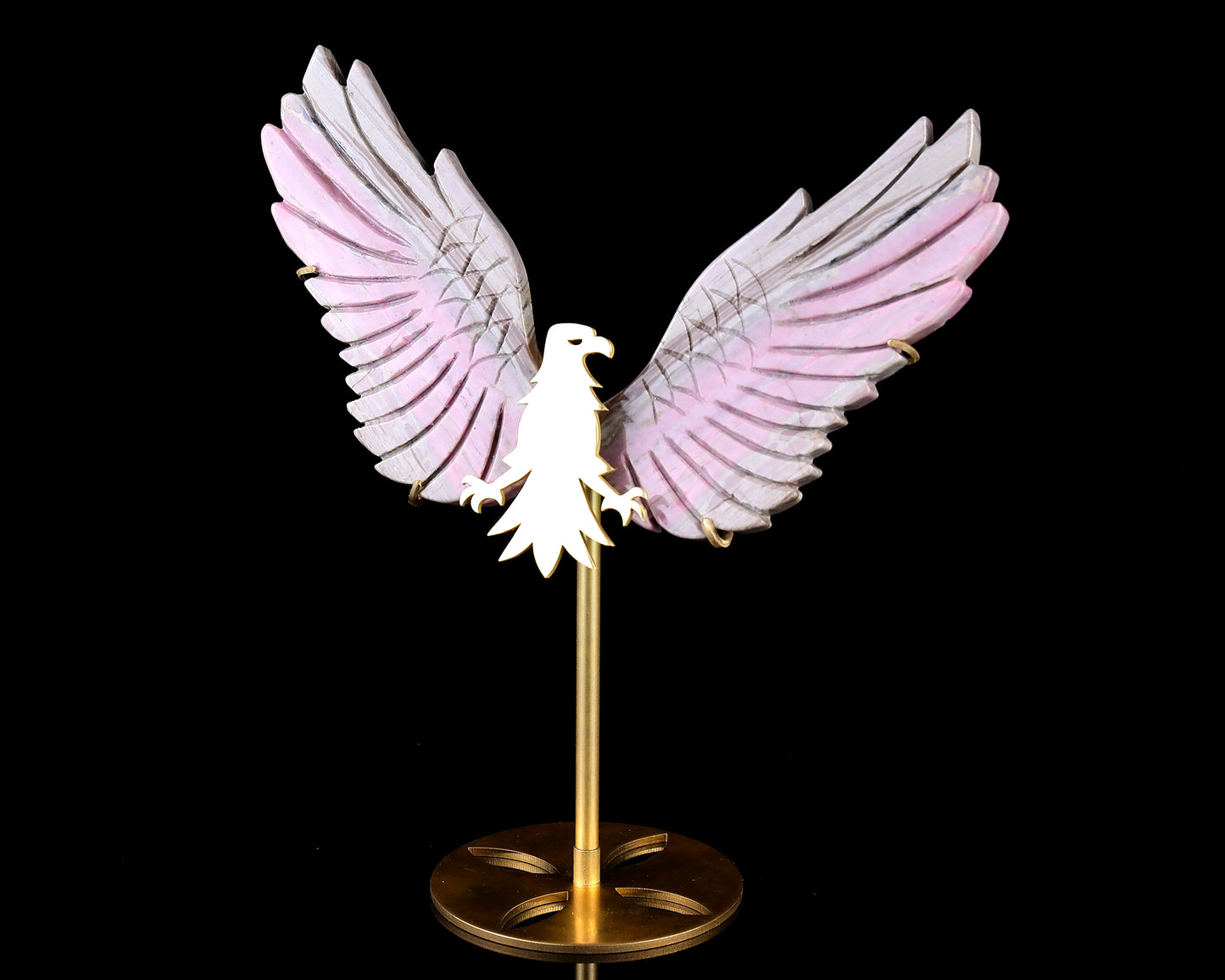 5.0" Rhodonite Hand Carved Crystal Eagle Wings Sculpture Crystallumi