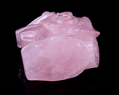 5.0" Rose Quartz Hand Carved Crystal Lizard Sculpture Crystallumi