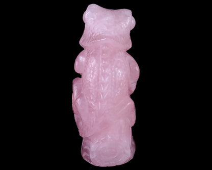 5.0" Rose Quartz Hand Carved Crystal Lizard Sculpture Crystallumi