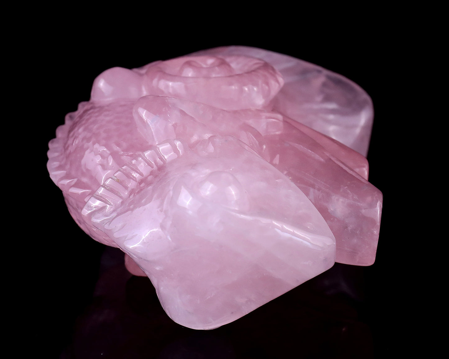 5.0" Rose Quartz Hand Carved Crystal Lizard Sculpture Crystallumi