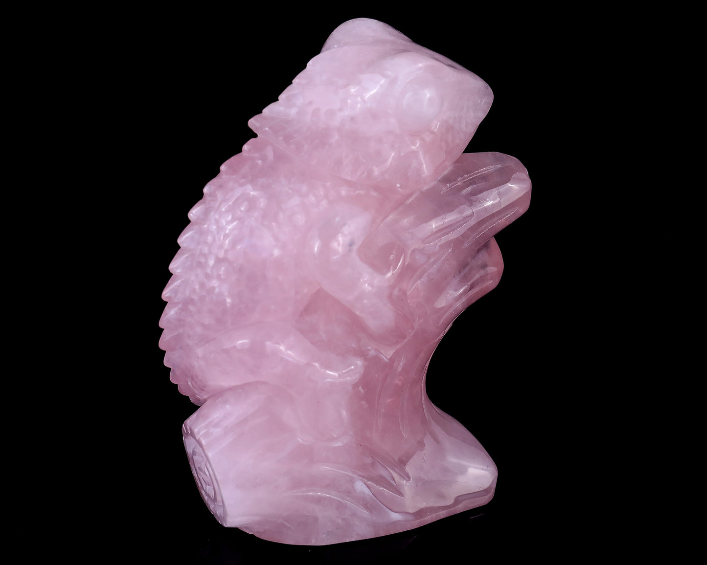 5.0" Rose Quartz Hand Carved Crystal Lizard Sculpture Crystallumi