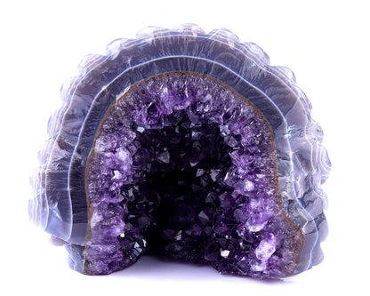 5.1" Amethyst Geode Agate Hand Carved Crystal Realistic Skull Sculpture Crystallumi