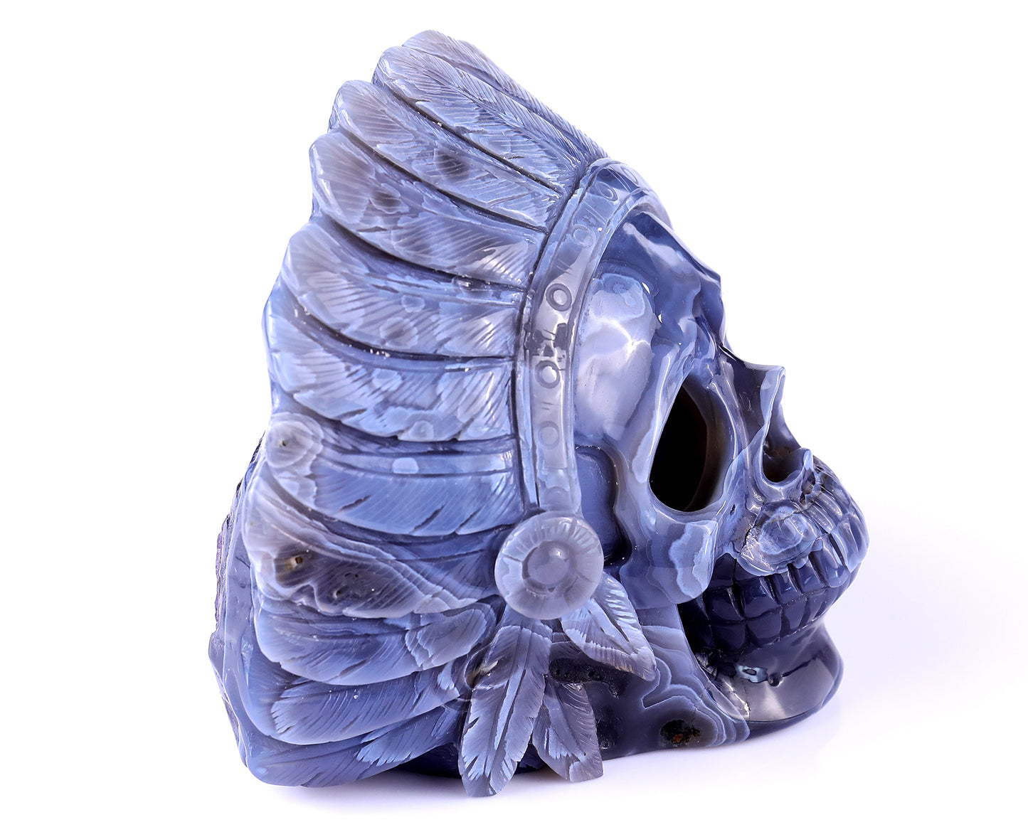 5.1" Amethyst Geode Agate Hand Carved Crystal Realistic Skull Sculpture Crystallumi