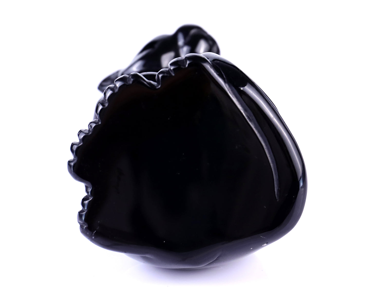 5.1" Black Obsidian Hand Carved Crystal Leopard Sculpture Crystallumi